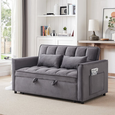Mexborough 55.1'' Velvet Square Arms Sofa