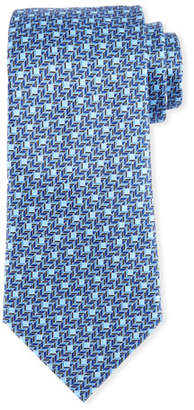 Ermenegildo Zegna Printed Chevron Silk Tie, Blue