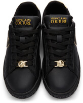 Thumbnail for your product : Versace Jeans Couture Black & Gold 88 V-Emblem Court Sneakers