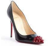 Thumbnail for your product : Christian Louboutin black and ruby spike point toe pumps