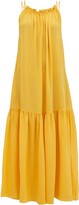 Thumbnail for your product : Three Graces London Tatyana Gathered Scoop-back Silk Maxi Dress