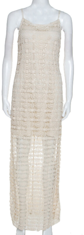 Alice + Olivia Cream Crochet Anora Maxi Dress M