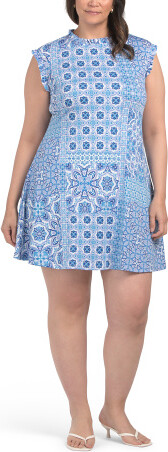 TJMAXX Plus Extended Ruffle Sleeve Dress For Women, Polyester