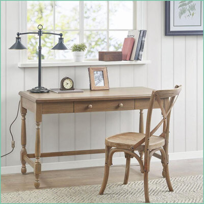 Alcott Hill Desks Tabitha Traditional Desk with 1 Drawer Solid Wood Legs Reclaimed Natural Finish 47.5\