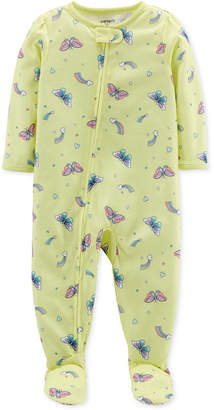 Carter's Carter Baby Girls Butterfly-Print Footed Pajamas