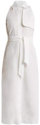 Max Mara Waist Tie Cotton Poplin Dress - Womens - White