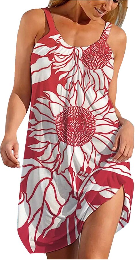 Womens Summer Dresses Casual Loose Maxi Long Dress Beach Party Sleeveless Waist Tank Sundresses 