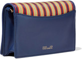 Thumbnail for your product : Diane von Furstenberg Soiree Striped Faux Raffia-paneled Leather Shoulder Bag