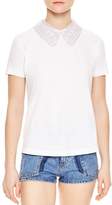 Thumbnail for your product : Sandro Rare Lace Collar Keyhole Tee