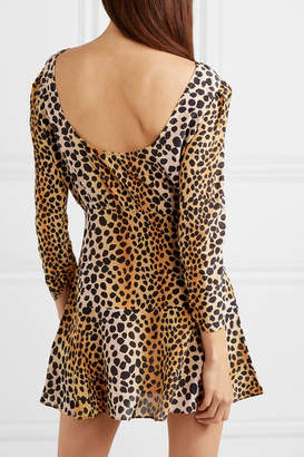 Rixo Kyla Leopard-print Silk Crepe De Chine Mini Dress - Leopard print