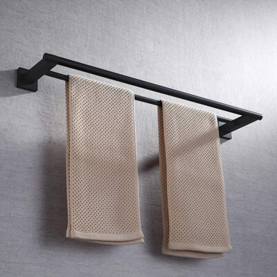 WKING Brushed Stainless Steel Bathroom Towel Bar - Modern Square Design Wall Mount Rack