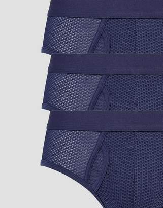 ASOS Design DESIGN 3 pack briefs in navy mesh fabric save