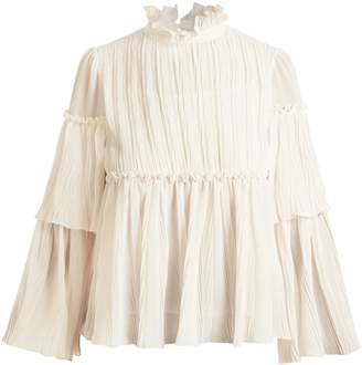 See by Chloe Ruffle-trimmed pleated georgette blouse