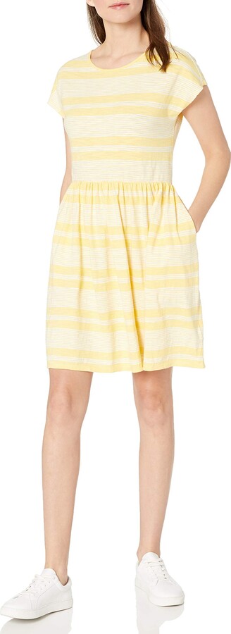 yellow and white striped sundress