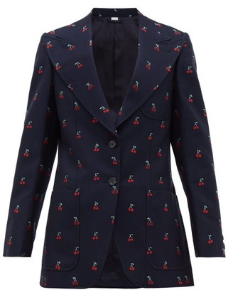 Gucci Single-breasted Fil-coupe Cotton Blazer - Navy Multi - ShopStyle