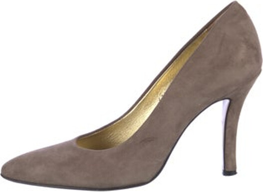 Walter Steiger Suede Pumps Grey Semi-Pointed Toes