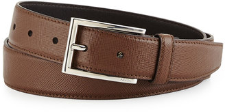 Prada Saffiano Basic Buckle Belt, Brown
