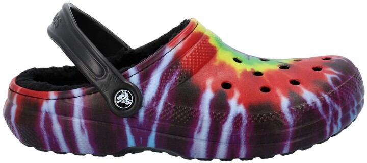 tie dye crocs with lining