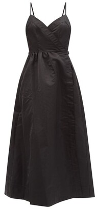 STAUD Sheffield Flared Nylon-gabardine Wrap Dress - Black