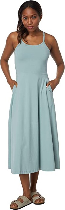 Pact Organic Cotton Fit-and-Flare Midi Dress (Blue Mist) Women's Dress -  ShopStyle