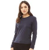 Thumbnail for your product : Fluid Womens Scoop Neck Long Sleeve Top Navy