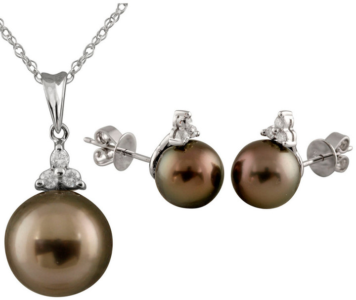 Masako Pearls 14K 0.15 ct. tw. Diamond 9-10mm Pearl Set