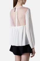 Thumbnail for your product : Topshop Tulle Back Silk Blouse