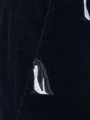 Thom Browne Beltloop Trouser With Penguin Embroidery In Navy Fine Wale Corduroy