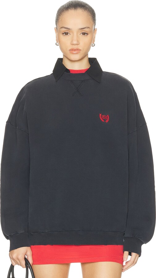 Balenciaga Shirt Crewneck Top in Charcoal