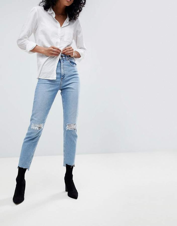 High waisted slim mom jeans Clearance