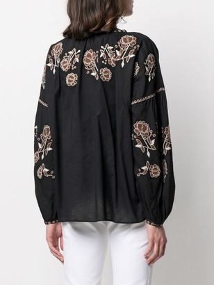 P.A.R.O.S.H. Floral-Embroidered Peasant Blouse