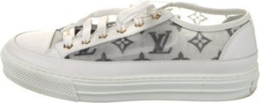 Louis Vuitton White Monogram Mesh And Leather Stellar Lace Up