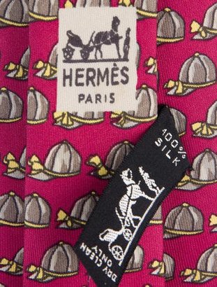 Hermes Silk Jockey Hat Print Tie
