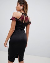 Thumbnail for your product : AX Paris Printed Pencil Dress With Cold Shoulder