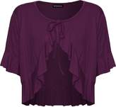 Thumbnail for your product : WearAll Womens Frill Tie Front Stretch Short Sleeve V-Neck Cardigan Top Plus