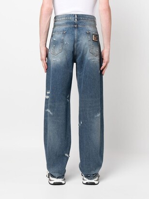 Dolce & Gabbana Distressed Wide-Leg Jeans