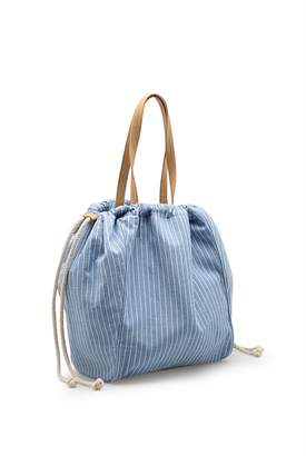 Country Road Pinstripe Drawcord Tote