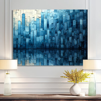 Imal Drip Paint Of Blue Cubic Matrix III - Drip Painting Wall Art