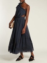 Thumbnail for your product : Fendi Silk-applique Cotton Voile Dress - Navy