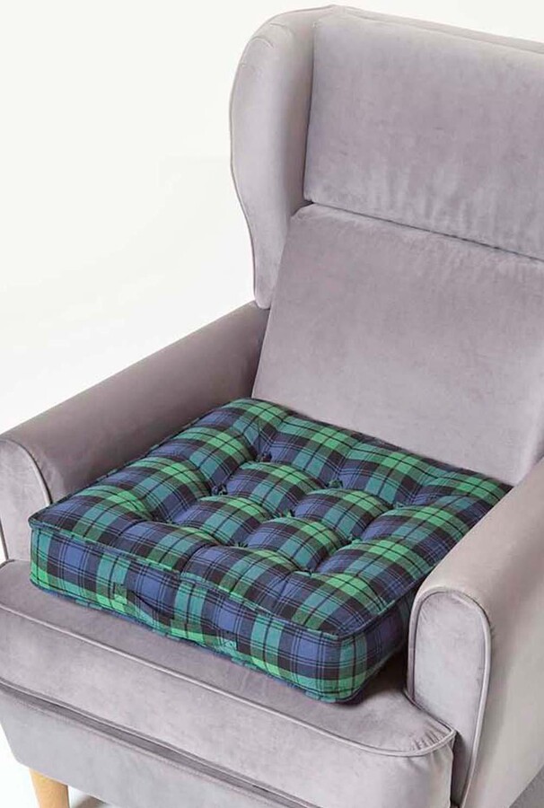 Homescapes Black Watch Tartan Cotton Armchair Booster Cushion ShopStyle
