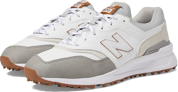 NEW BALANCE GOLF 997 SL Golf Shoes Men's Shoes White/Grey : 9 EE - Wide, Textile/Suede