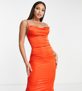 Thumbnail for your product : Parisian Tall satin cami strap mini dress with cowl neck in bright orange