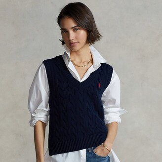 Ralph Lauren Cable-Knit Cotton Sleeveless Sweater - ShopStyle