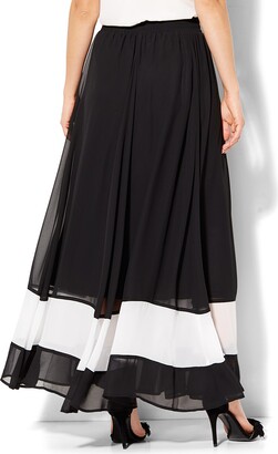 New York and Company Chiffon-Overlay Maxi Skirt - Stripe