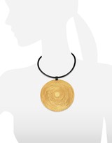 Thumbnail for your product : Stefano Patriarchi Golden Silver Etched X-Large Round Pendant w/Leather Lace