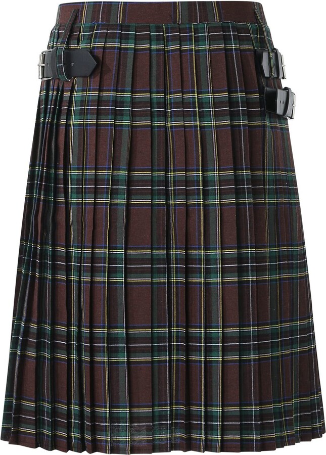 QIFLY Sport Utility Kilt Men's Leather Straps Kilts Scotland Gothic