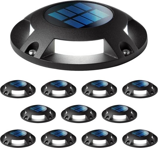Home Zone Security HomeZoneSecurity®12-PackOutdoorSolarDeckLightBlack20Lumens