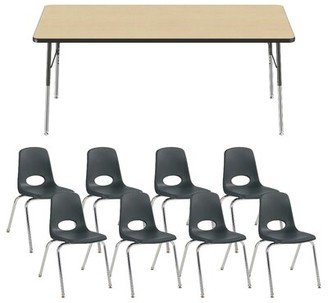Factory Direct Partners 9 Piece Rectangular Activity Table & 18" Chair Set