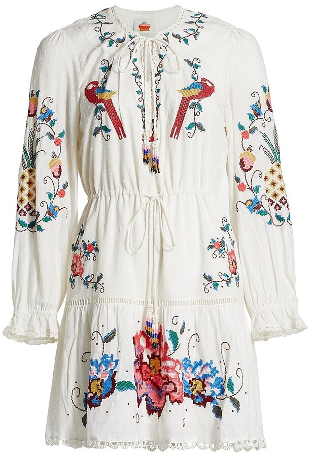 Farm Rio Macaw Cross Stitch Drawstring Minidress ShopStyle