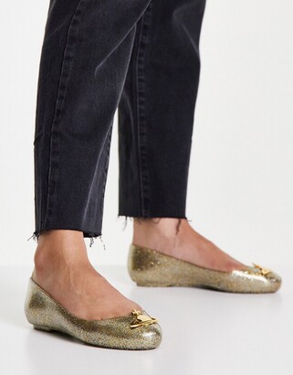 Melissa glitter orb jelly shoes in gold